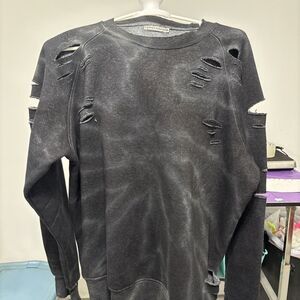 Emma & Sam Grunge Sweatshirt Distressed Y2K Med BLK